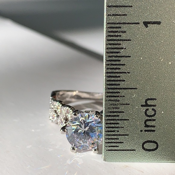 Sterling Silver Rhodium Plated Engagement Ring - Picture 6 of 6